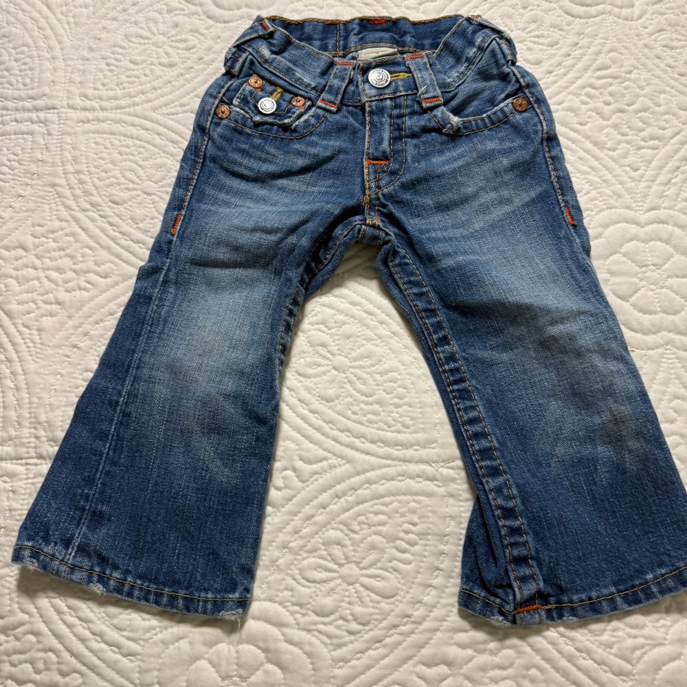True Religion Billy Jeans BOYS Size 2 Blue‎ Medium Wash Bootcut Horseshoe Pocket